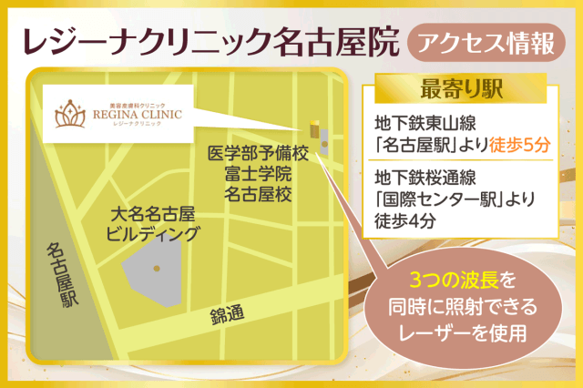 レジーナクリニック名古屋院までのアクセスマップ