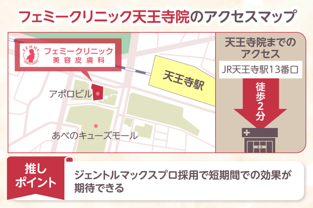フェミークリニック天王寺院のアクセスマップ