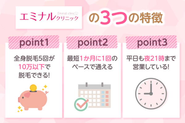 エミナルクリニックの3つの特徴