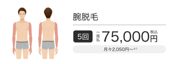メンズエミナルクリニックの腕脱毛