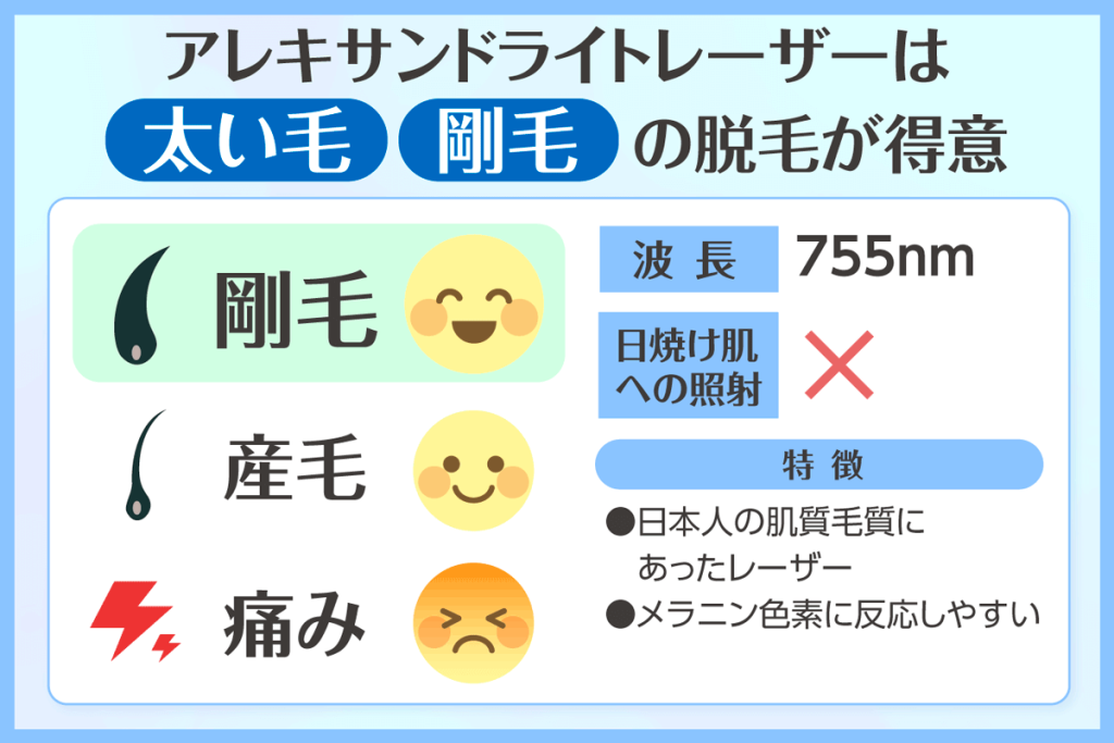 アレキサンドライトレーザーは太い毛・剛毛の脱毛が得意