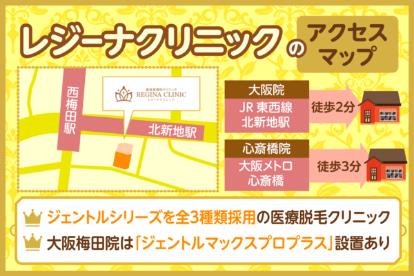 大阪のレジーナクリニックのアクセスマップ